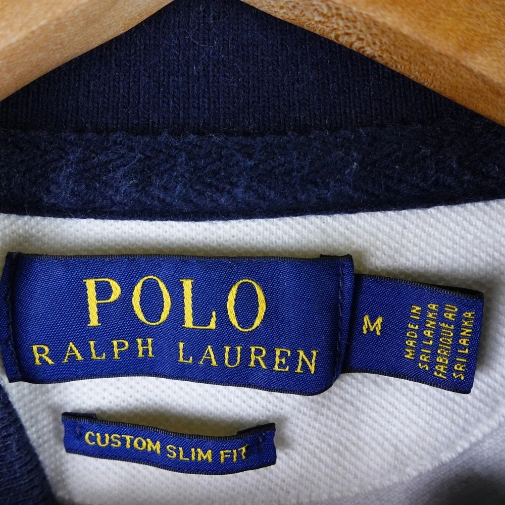 Polo Ralph Lauren Mens Custom Slim Fit Varsity Polo Shirt White New York Patch M